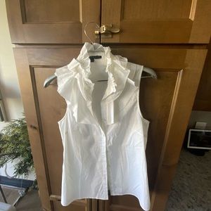 Theory white top with frayed detailing size P (XS)